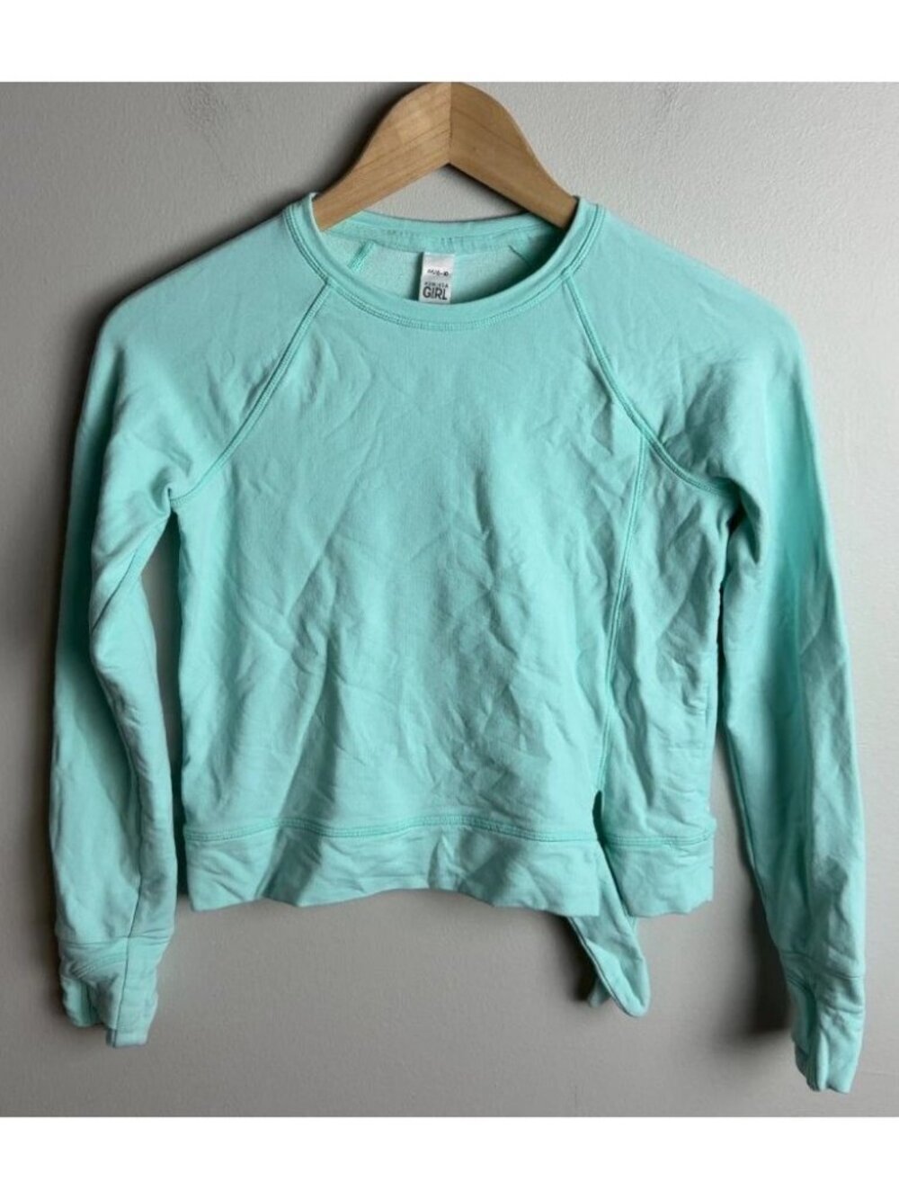 Athleta Girl Pullover Sweatshirt Mint Green Size Medium 8-10 Thumbholes Child
